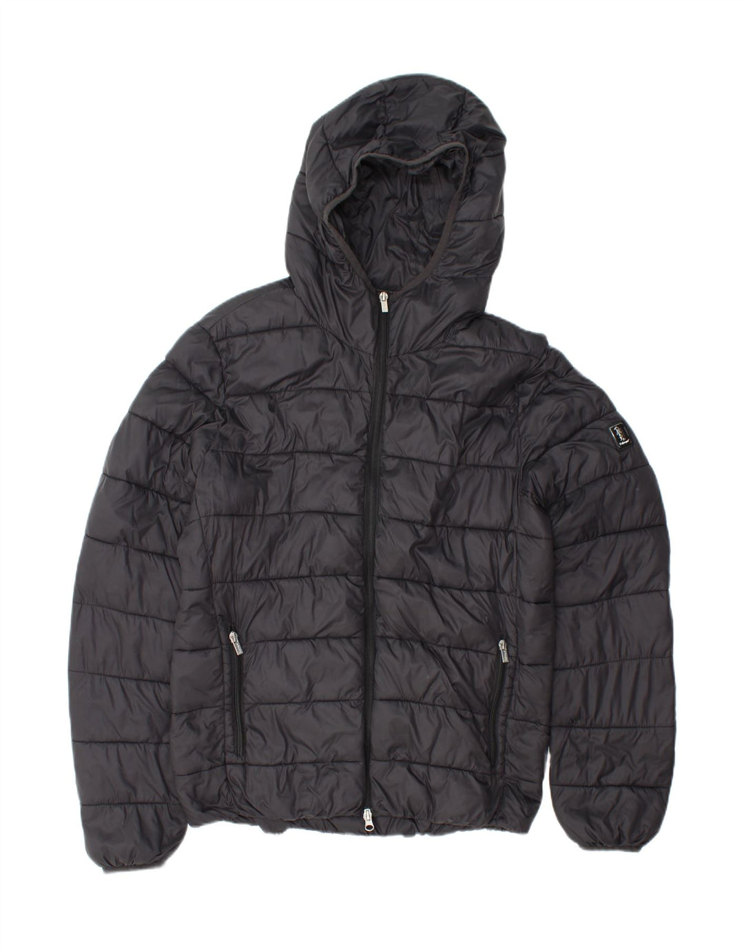 REFRIGUE Mens Hooded Padded Jacket UK 38 Medium Black