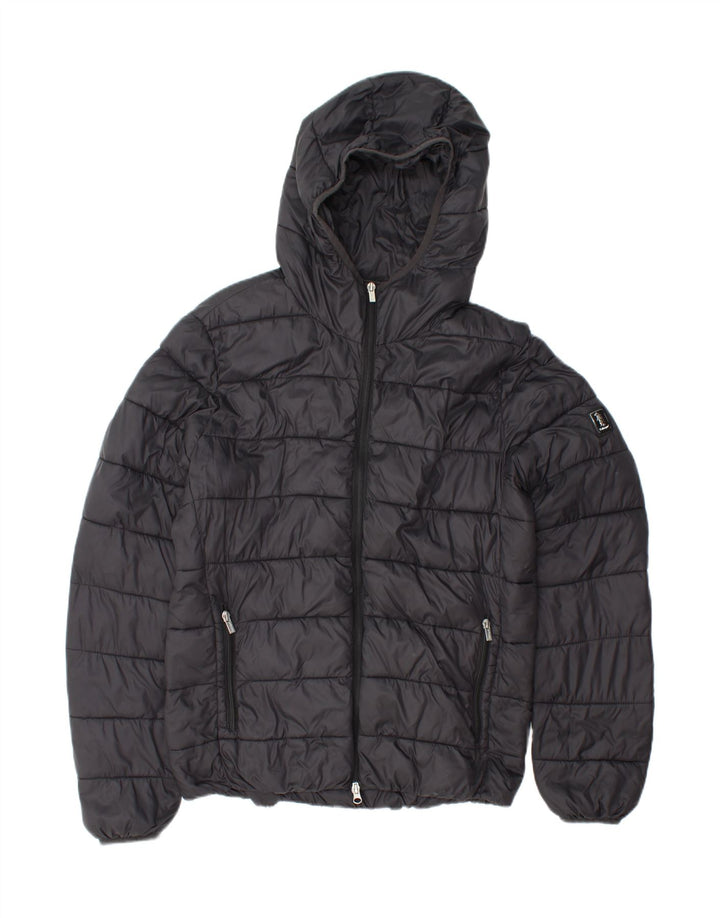 REFRIGUE Mens Hooded Padded Jacket UK 38 Medium Black