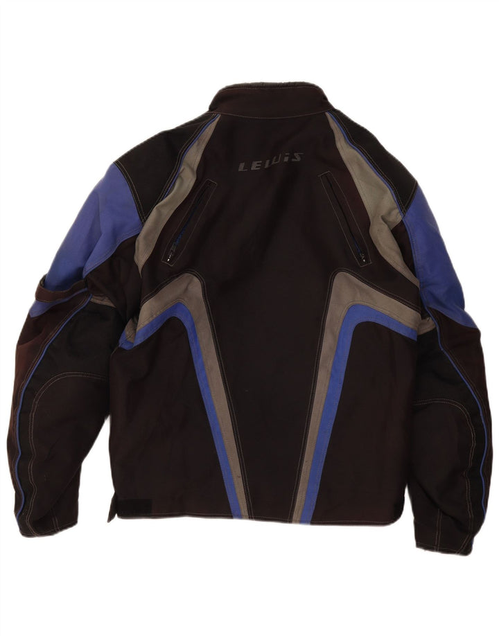 Lewis Mens Graphic Racer Jacket UK 38 Medium Black Colourblock Nylon