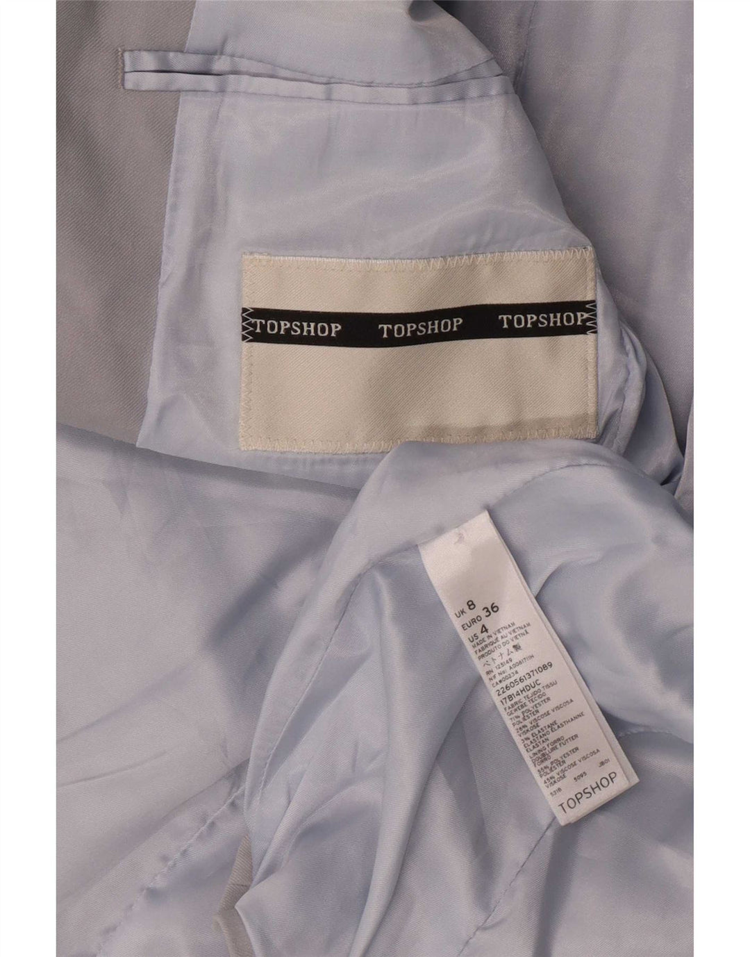 Topshop Veste Blazer 1 Bouton Femme UK 8 Petit Gris Polyester