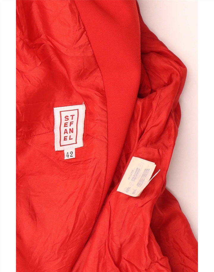Stefanel Womens 4 Button Blazer Jacket IT 42 Medium Red Polyester