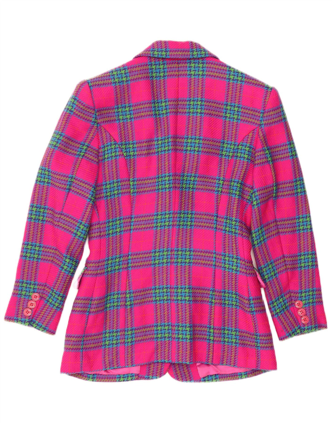 Figur dame 3-knaps blazerjakke UK 14 Medium Pink ternet uld