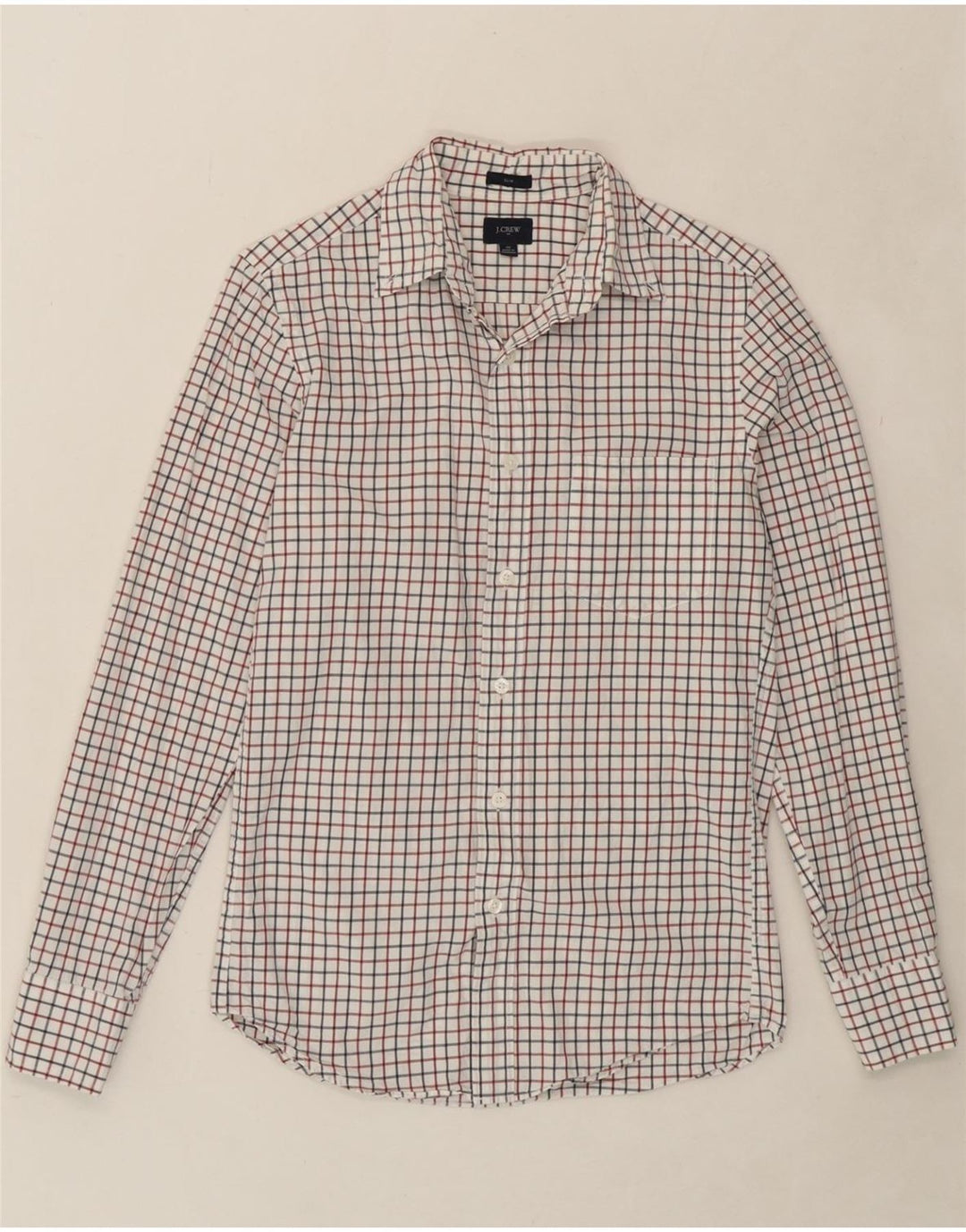 J. CREW Mens Slim Shirt XS White Check Cotton Vintage J. Crew and Second-Hand J. Crew from Messina Hembry 