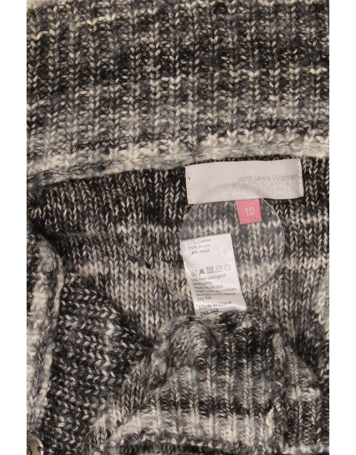John Lewis Womens Longline Cardigan Sweater UK 10 Small Grey Striped