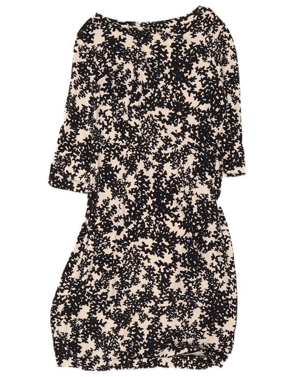 Hobbs 3/4 ærmer basiskjole til kvinder UK 10 Small Black Floral Viscose