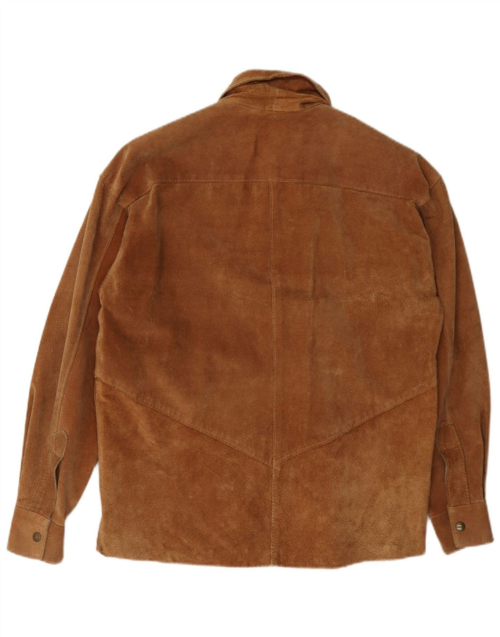 Vintage Mens Suede Shirt Small Brown
