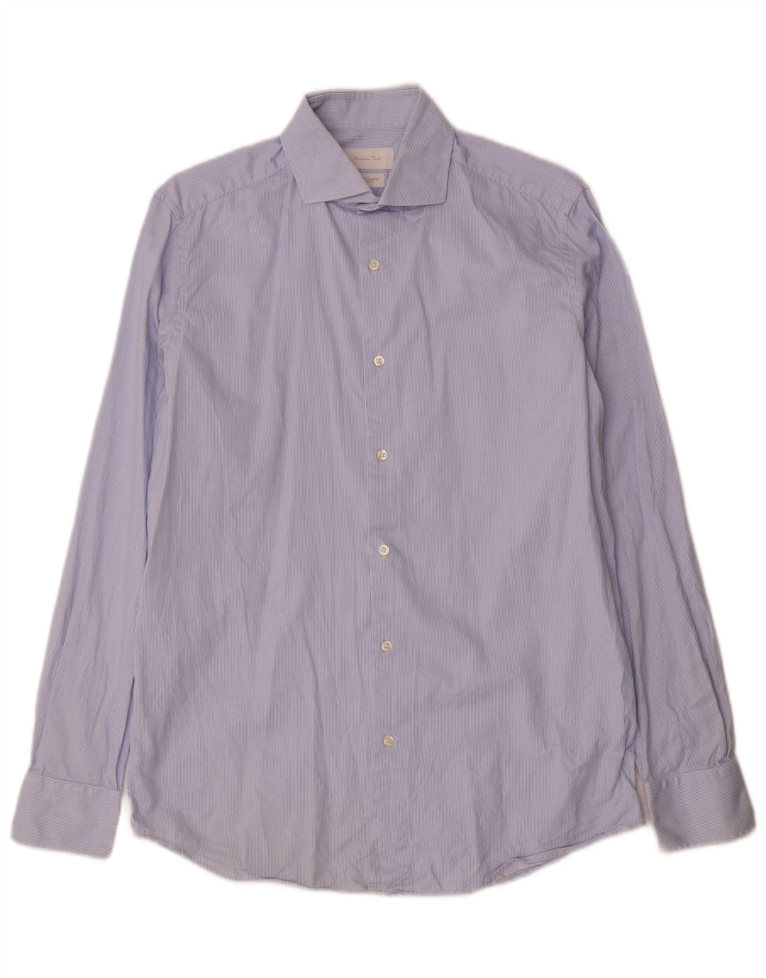 Massimo Dutti Mens Shirt Size 39 15 1/2 Medium Blue Pinstripe