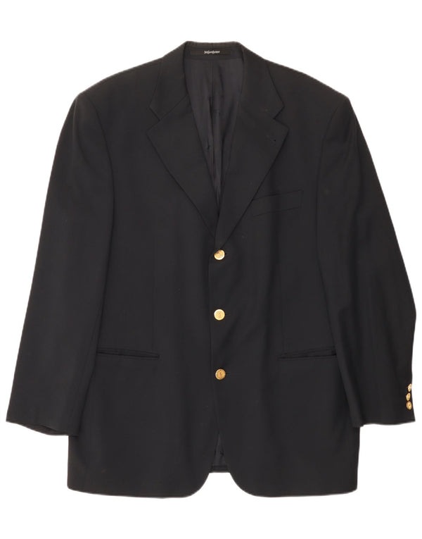 Yves Saint Laurent Herre 3 Button Blazer Jacket UK 42 XL Navy Blue New Wool