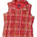 LANDS END Womens Quilted Gilet UK 6 XS Red Check Polyester Vintage Lands End and Second-Hand Lands End from Messina Hembry 