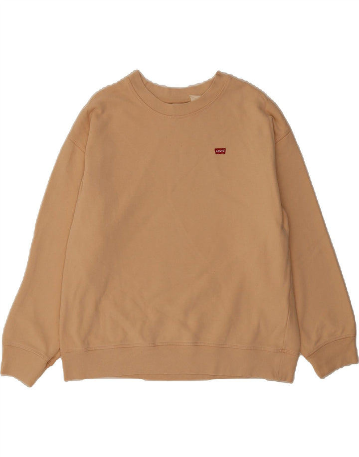 LEVI'S Womens Oversized Sweatshirt Jumper UK 16 Large Beige Cotton Vintage Levi's and Second-Hand Levi's from Messina Hembry 