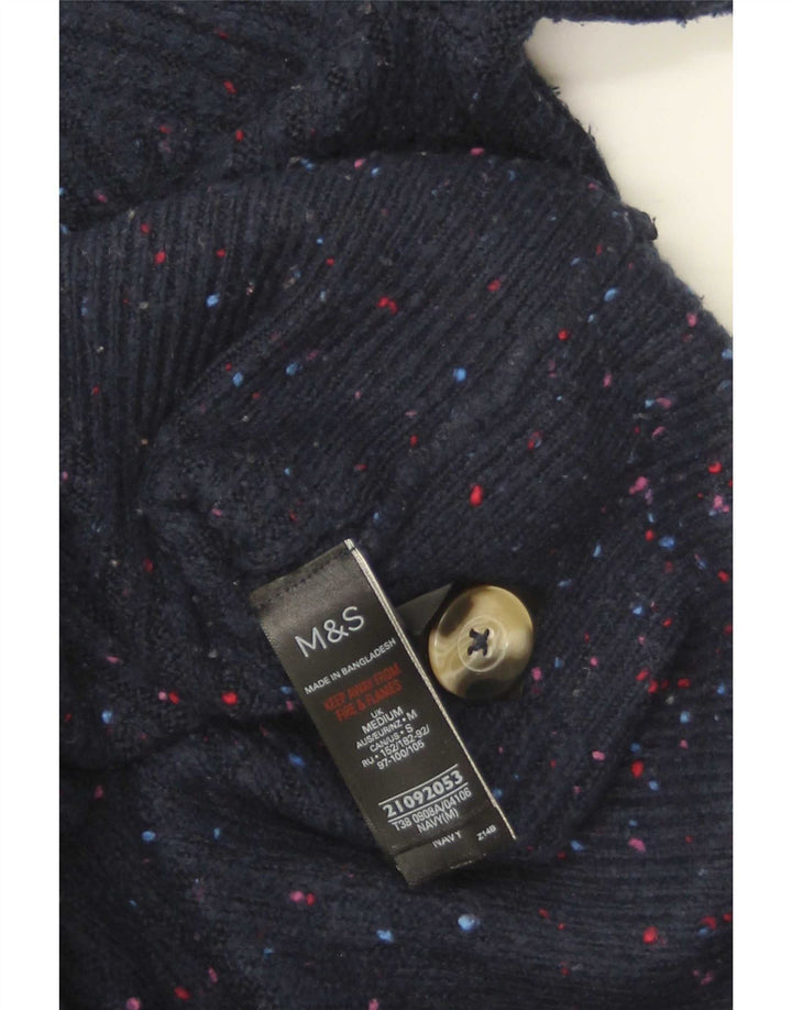 Marks & Spencer Womens Cardigan Sweater UK 14 Medium Navy Blue Flecked