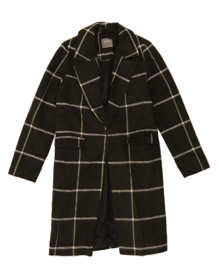 OASIS Womens Overcoat UK 6 XS Khaki Check Acrylic Vintage Oasis and Second-Hand Oasis from Messina Hembry 