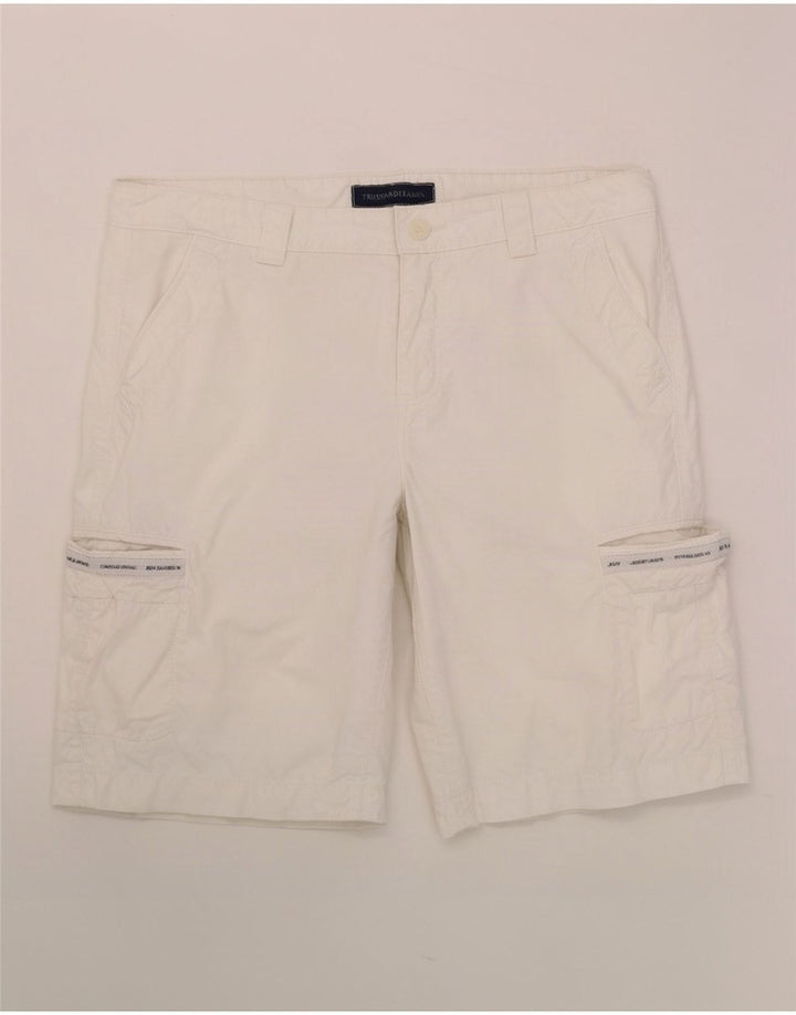 Pantaloncini cargo da uomo Trussardi W34 Large in cotone bianco