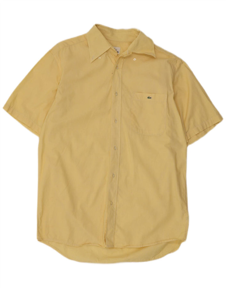 Lacoste Mens Short Sleeve Shirt Size 40 Medium Yellow Cotton