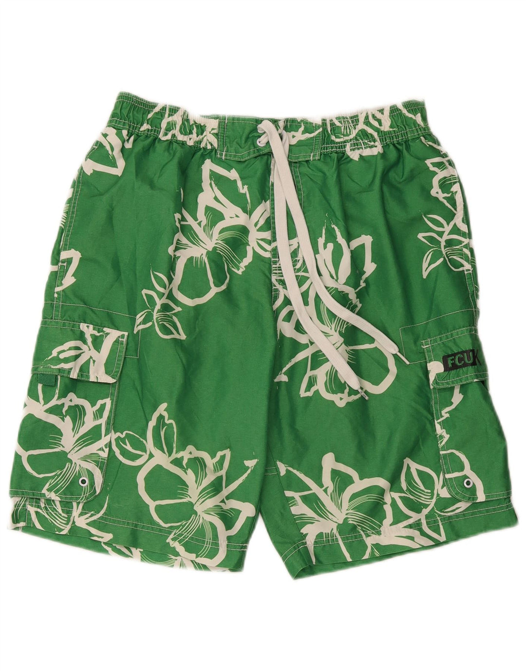 French Connection Mens Swimming Shorts Medium Green Floral Polyester