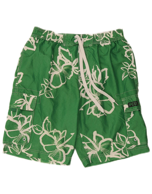 French Connection Mens Swimming Shorts Medium Green Floral Polyester