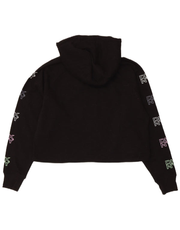 Dkny Pull à capuche surdimensionné graphique pour femme UK 6 XS Noir Coton