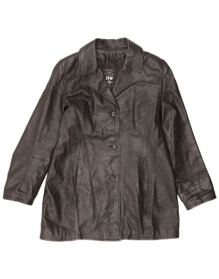Vintage Womens Leather Jacket UK 18 XL Black Leather