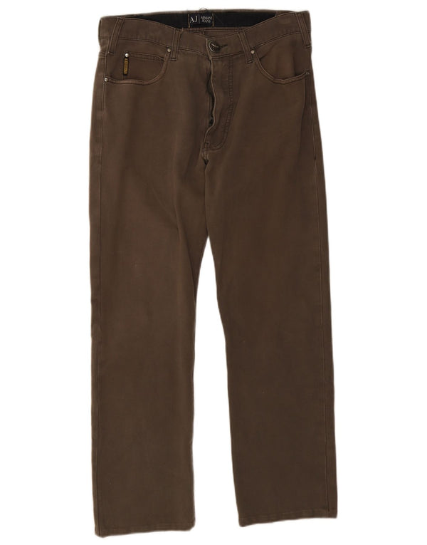 Pantaloni casual dritti da uomo Armani W31 L26 in cotone marrone