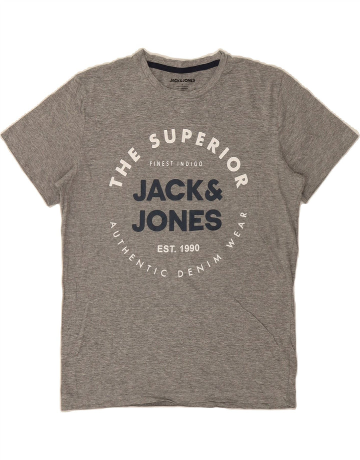 JACK & JONES Mens Graphic T-Shirt Top Medium Grey Cotton Vintage Jack & Jones and Second-Hand Jack & Jones from Messina Hembry 