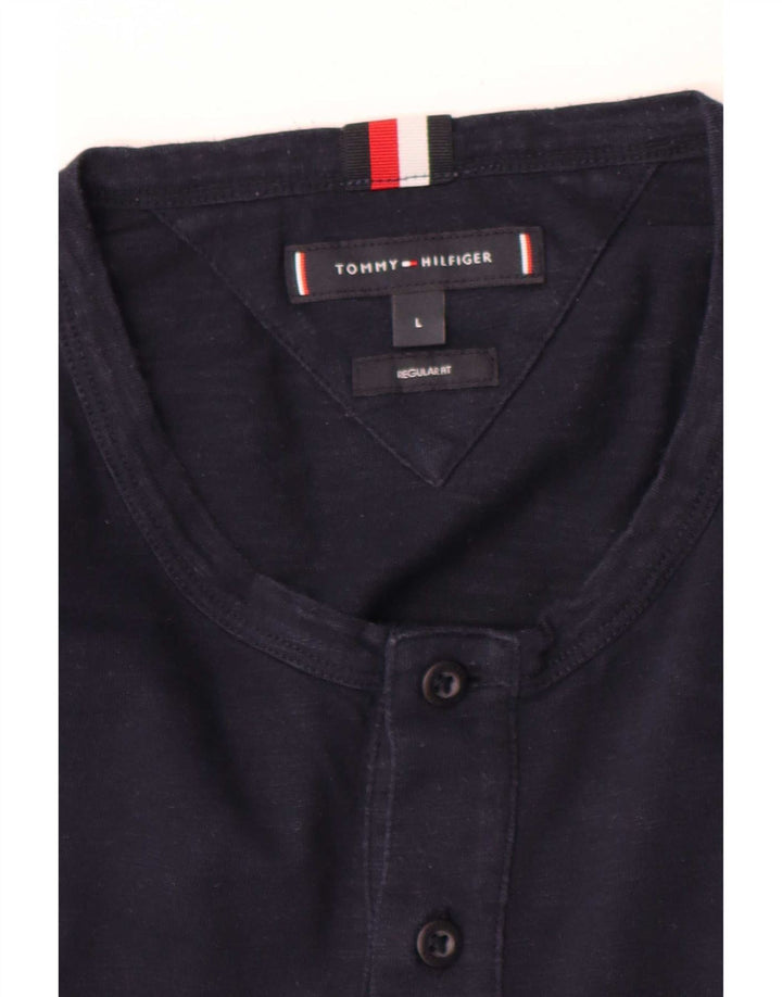 Tommy Hilfiger Mens Regular Fit Top Manga Larga Grande Azul Marino