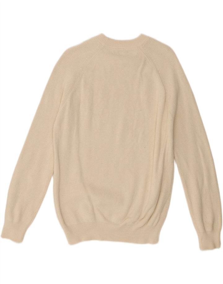 Zara Mens Crew Neck Jumper Sweater Medium Beige Cotton