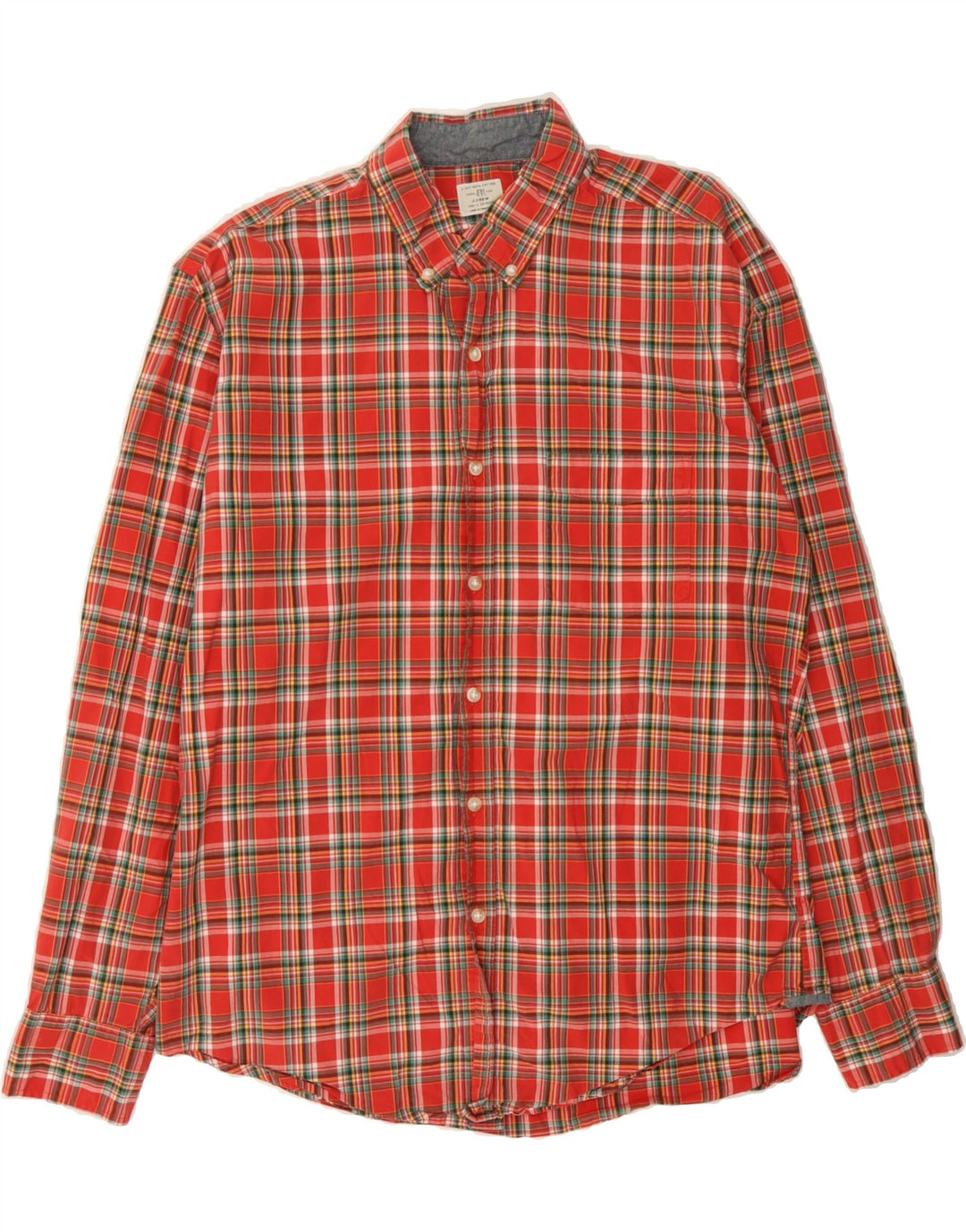 J. CREW Mens Shirt Size 16 16 1/2 Large Red Check Cotton Vintage J. Crew and Second-Hand J. Crew from Messina Hembry 
