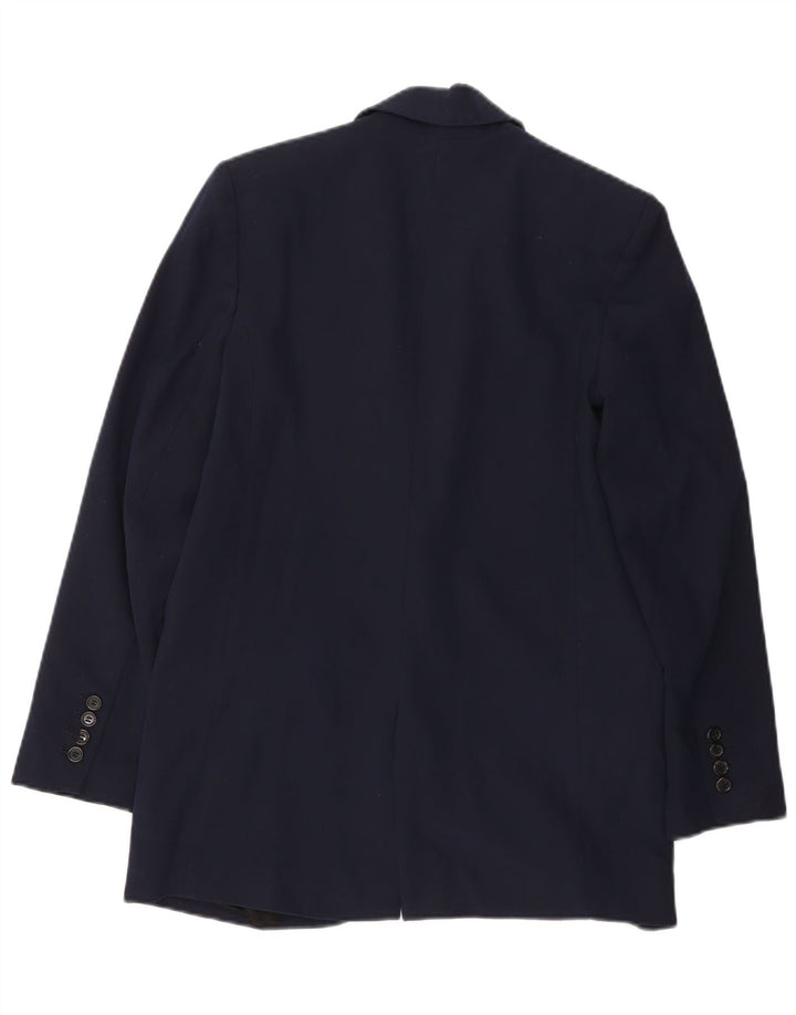 Zara Womens 1 Button Blazer Jacket UK 6 XS Navy Blue Polyester