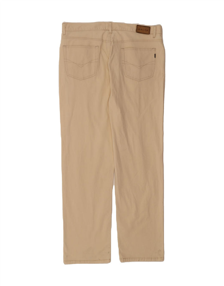 BELFE Mens Straight Casual Trousers W38 L32 Beige Cotton Vintage Belfe and Second-Hand Belfe from Messina Hembry 