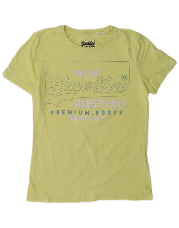 Superdry Damen Grafik-T-Shirt-Oberteil UK 8 Small Grün Baumwolle