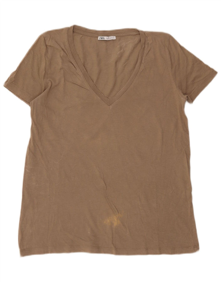 Zara Womens T-Shirt Top UK 14 Medium Grey
