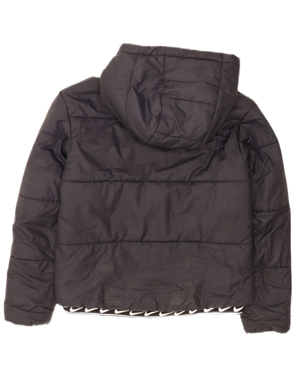 Nike Veste matelassée à capuche graphique pour femme UK 10 Small Noir Polyester