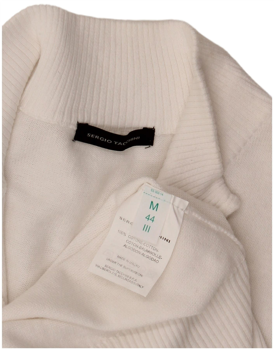 Sergio Tacchini Womens Cardigan Sweater IT 44 Medium White Cotton