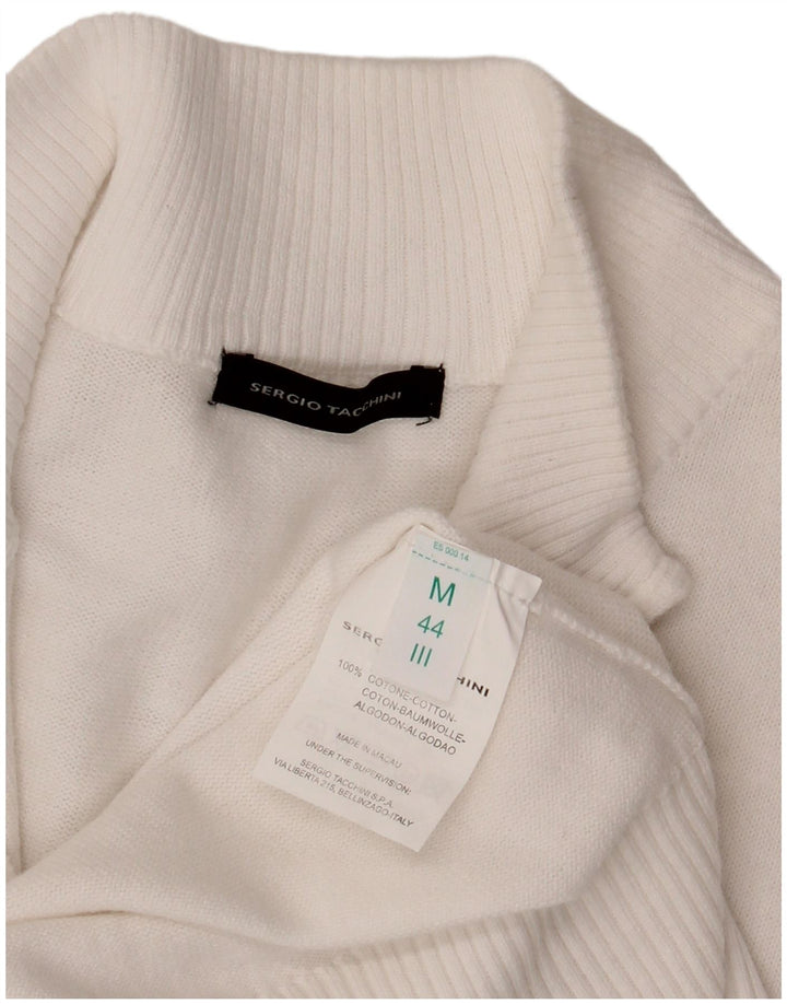 Sergio Tacchini Womens Cardigan Sweater IT 44 Medium White Cotton