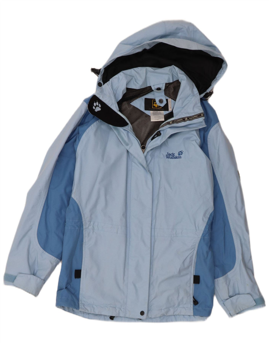 Jack Wolfskin Dame Hætte Regnjakke UK 12 Medium Blue Polyamide