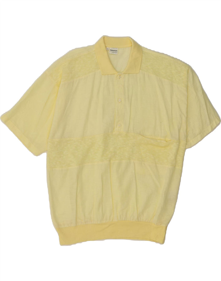 VINTAGE Womens Short Sleeve Pullover Shirt IT 48 XL Yellow Cotton Vintage Vintage and Second-Hand Vintage from Messina Hembry 