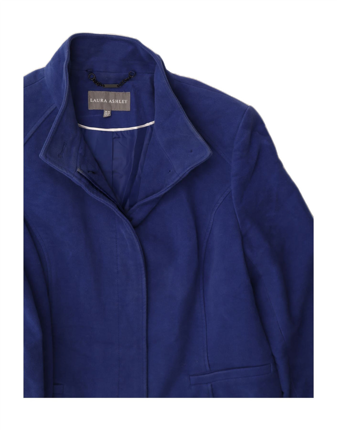 LAURA ASHLEY Womens Overcoat UK 16 Large Blue Cotton Vintage Laura Ashley and Second-Hand Laura Ashley from Messina Hembry 