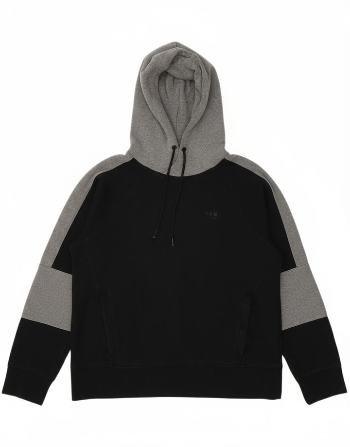 Suéter com capuz masculino DKNY médio preto colorblock algodão