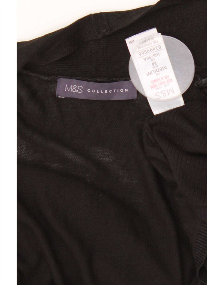 Marks & Spencer Damen Longline Open Cardigan Pullover UK 12 Medium Schwarz