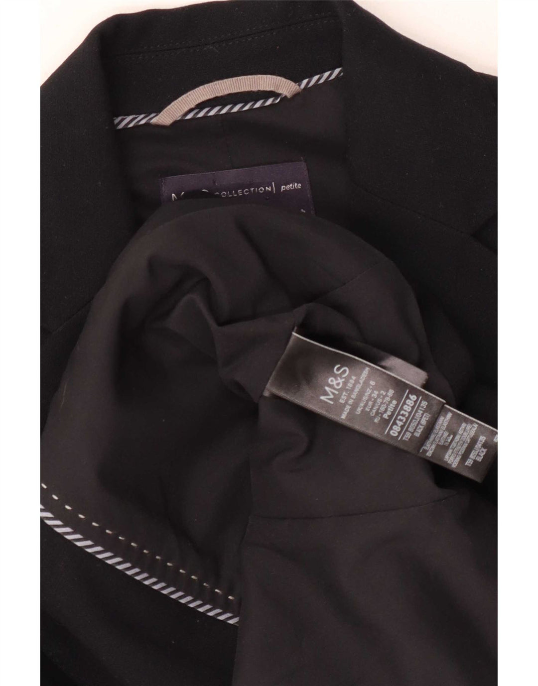 Jaqueta blazer feminina Marks & Spencer com 2 botões Reino Unido 6 XS preto poliéster