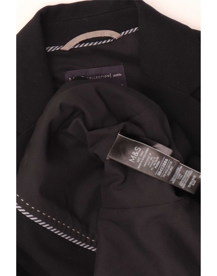 Jaqueta blazer feminina Marks & Spencer com 2 botões Reino Unido 6 XS preto poliéster