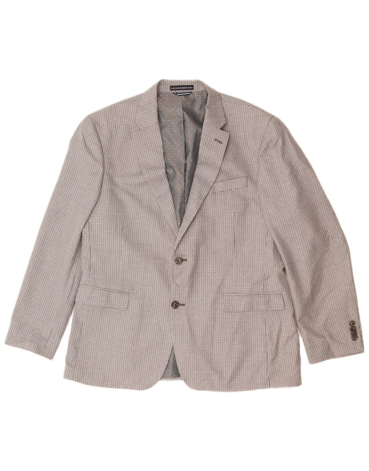 Tommy Hilfiger Mens 2 Button Blazer Jacket US 42 XL Grey Check Polyester