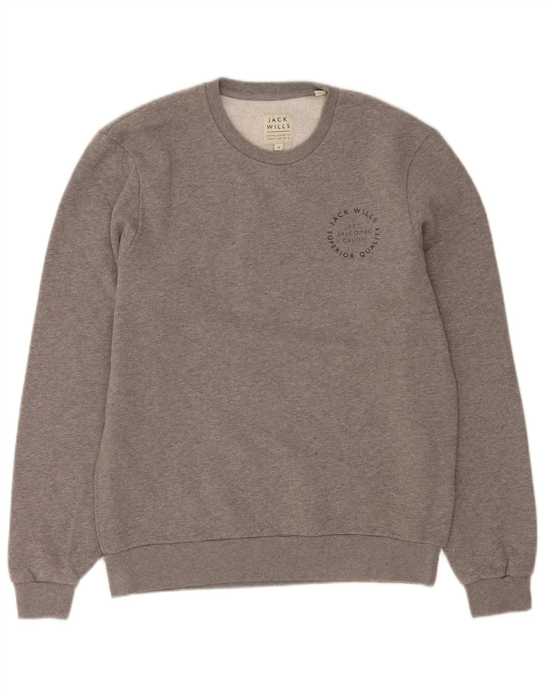 Jack Wills Mens Sweatshirt Jumper Medium Grey Flecked Cotton