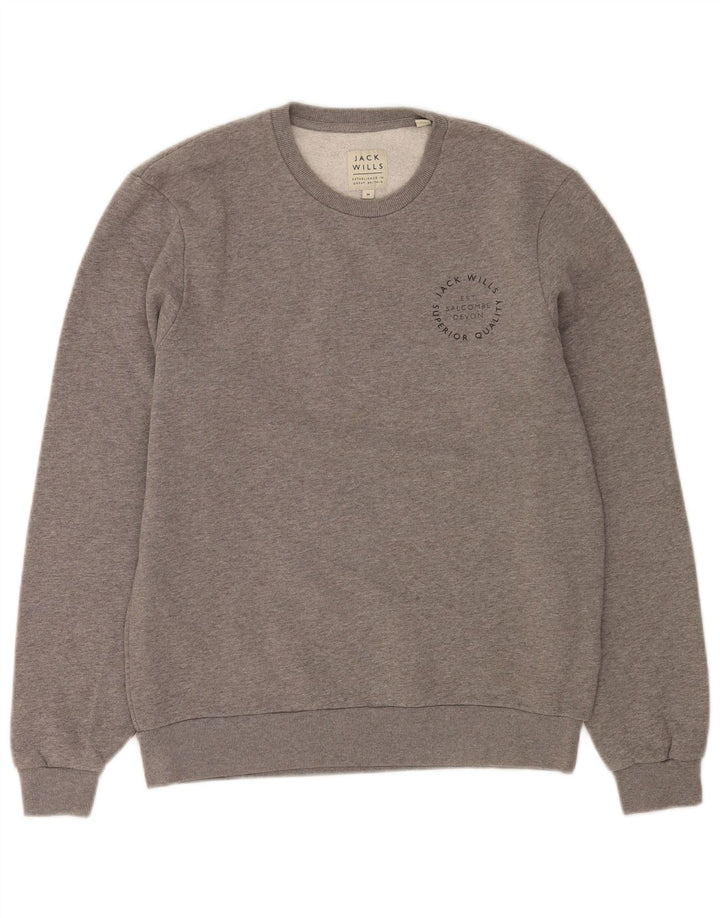 Jack Wills Mens Sweatshirt Jumper Medium Grey Flecked Cotton