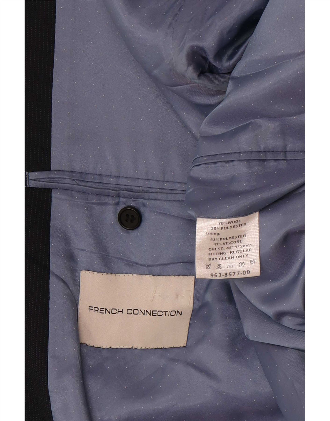 French Connection Mens 2 Button Blazer Jacket UK 44 2XL Navy Blue Wool