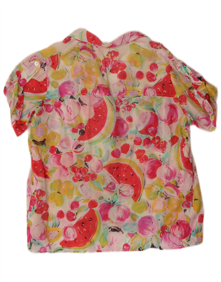 VINTAGE Womens Abstract Pattern Shirt Blouse UK 14 Medium Multicoloured