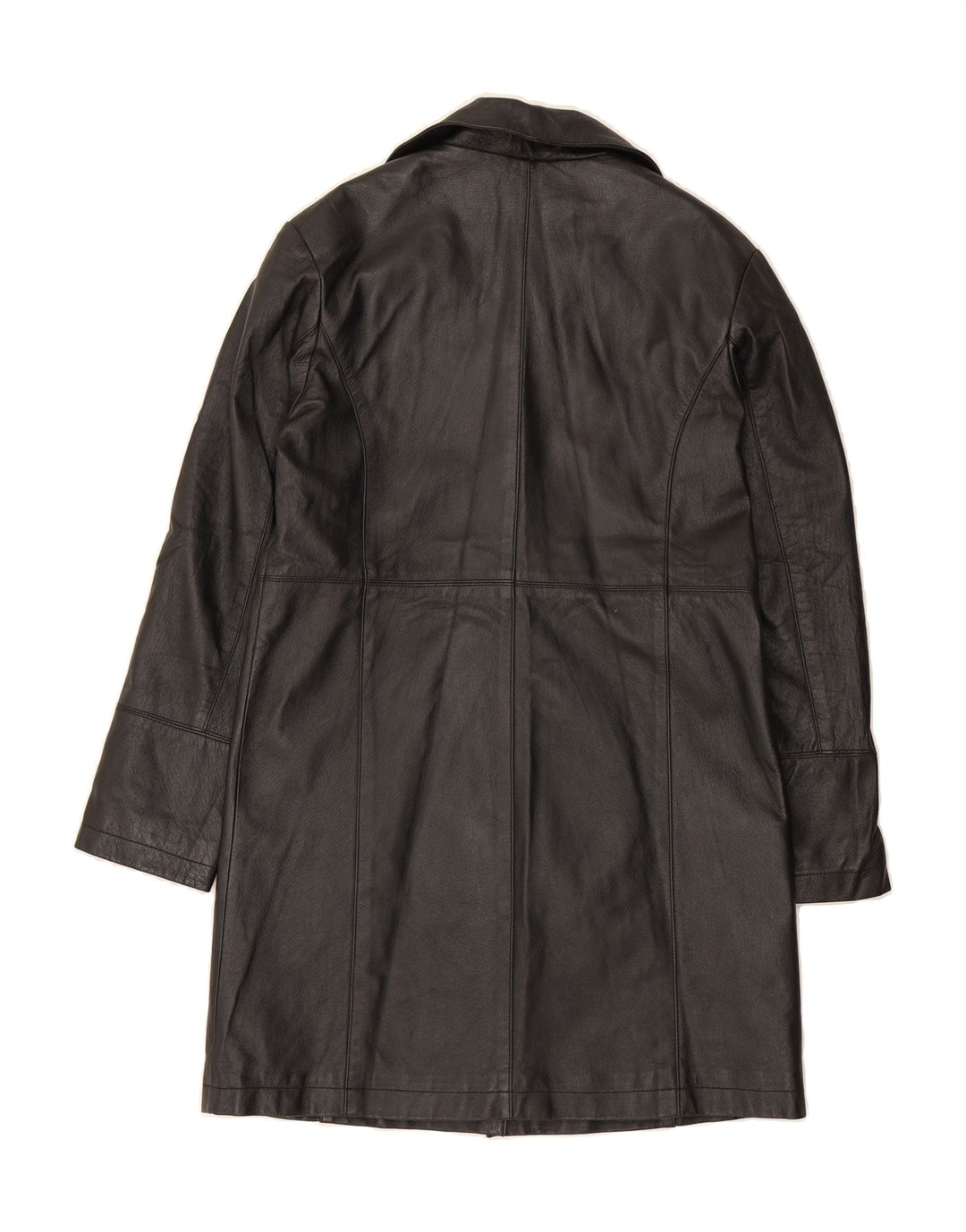 VINTAGE Womens Leather Coat UK 14 Medium Black Leather Vintage Vintage and Second-Hand Vintage from Messina Hembry 
