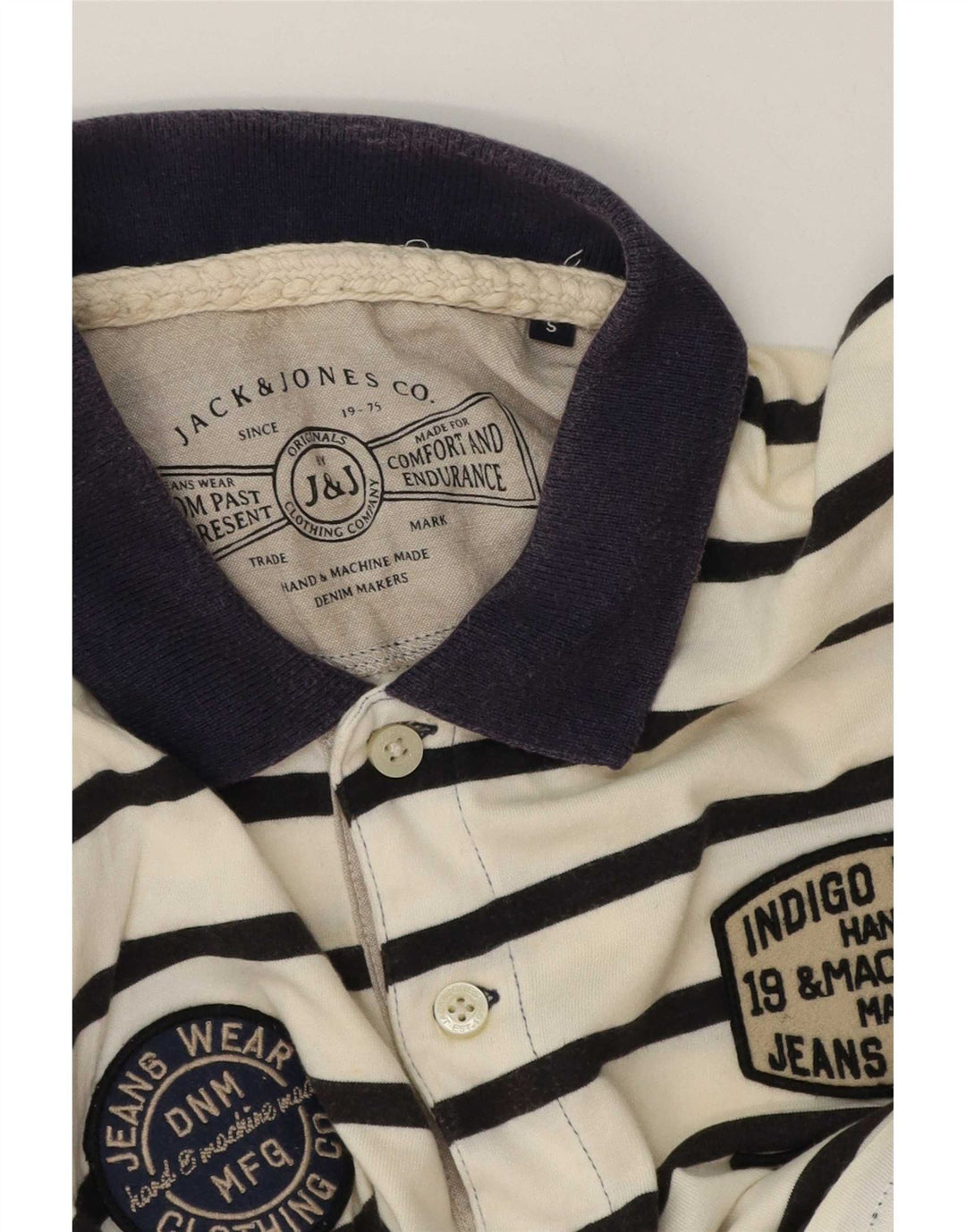 Polo grafica da uomo Jack & Jones piccola a righe bianche