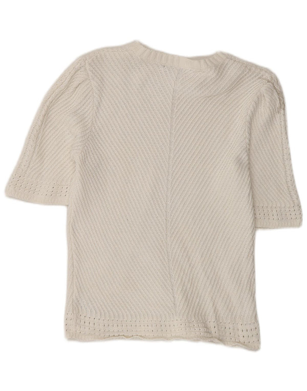 Marks & Spencer Womens Boat Neck Jumper Sweater UK 14 Medium Off White