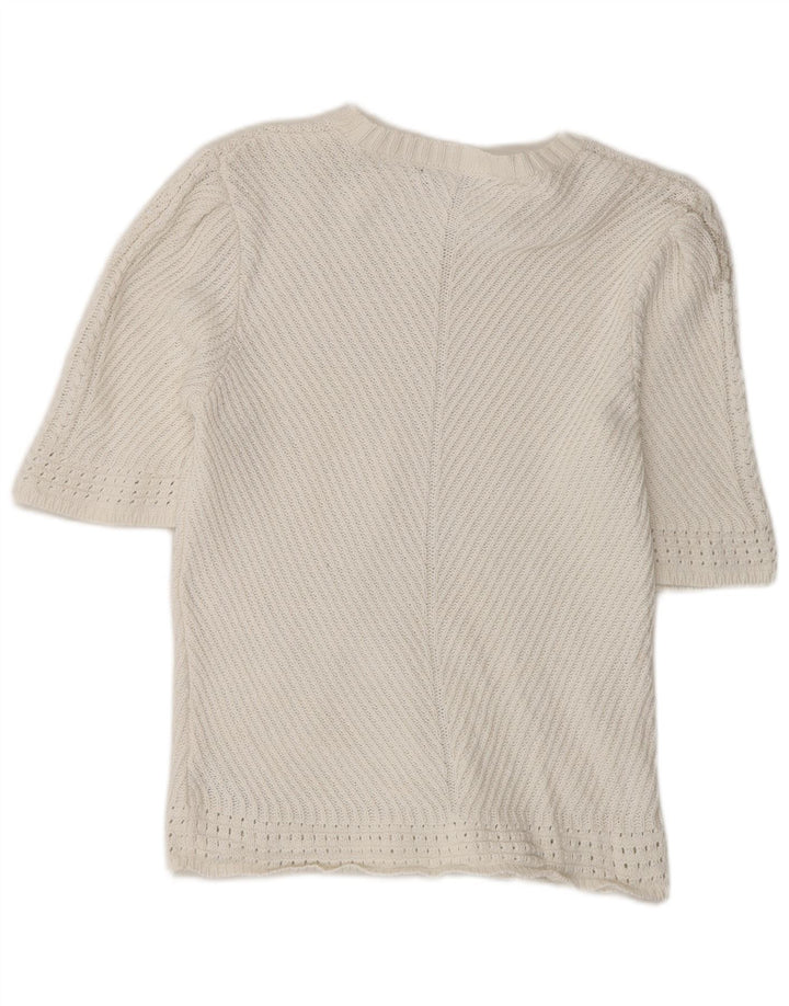 Marks & Spencer Womens Boat Neck Jumper Sweater UK 14 Medium Off White